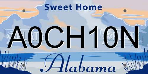 A0CH10N Alabama License Plate
