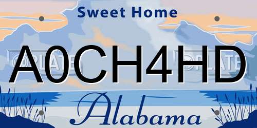 A0CH4HD Alabama License Plate