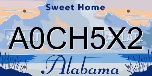 A0CH5X2 Alabama License Plate