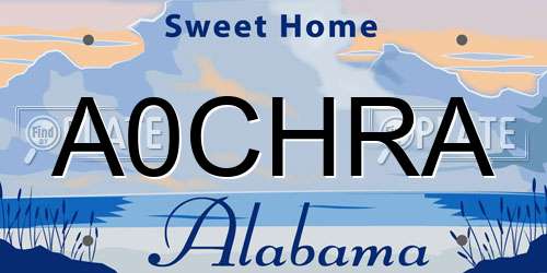 A0CHRA Alabama License Plate