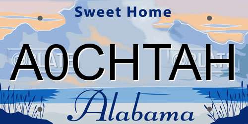 A0CHTAH Alabama License Plate