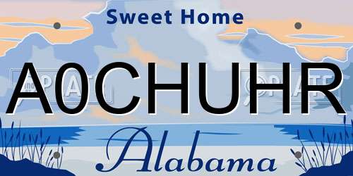 A0CHUHR Alabama License Plate