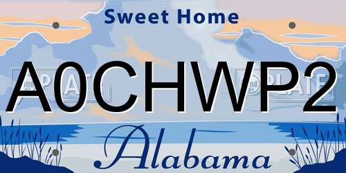 A0CHWP2 Alabama License Plate