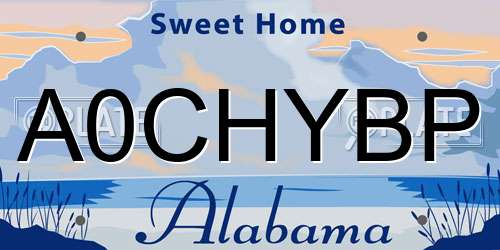 A0CHYBP Alabama License Plate