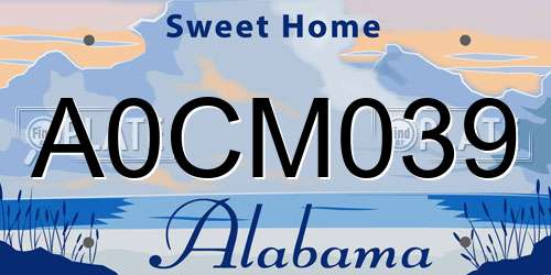 A0CM039 Alabama License Plate