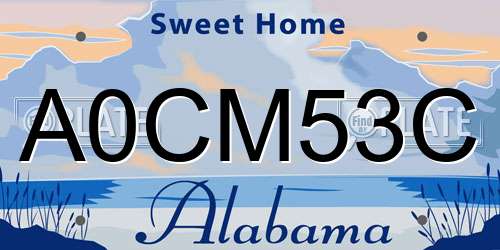 A0CM53C Alabama License Plate