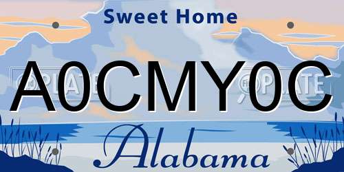 A0CMY0C Alabama License Plate