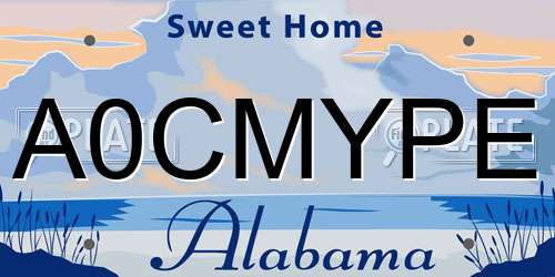 A0CMYPE Alabama License Plate