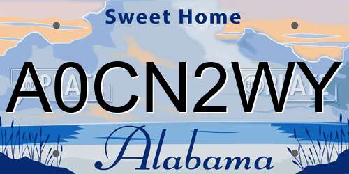 A0CN2WY Alabama License Plate