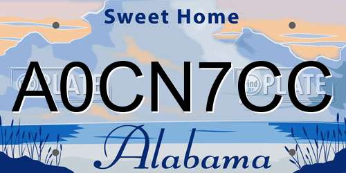 A0CN7CC Alabama License Plate