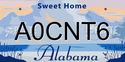 A0CNT6 Alabama License Plate