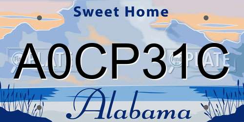 A0CP31C Alabama License Plate
