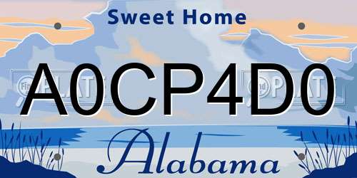 A0CP4D0 Alabama License Plate