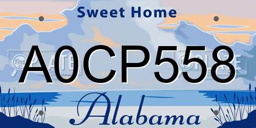 A0CP558 Alabama License Plate