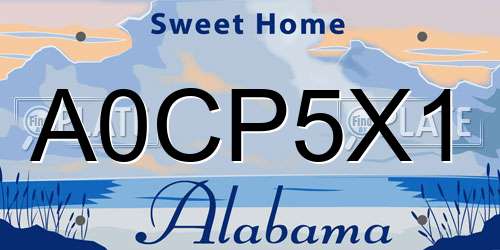 A0CP5X1 Alabama License Plate