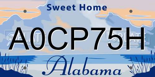 A0CP75H Alabama License Plate