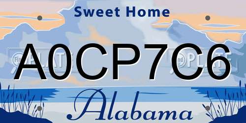 A0CP7C6 Alabama License Plate