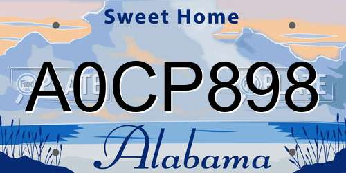 A0CP898 Alabama License Plate