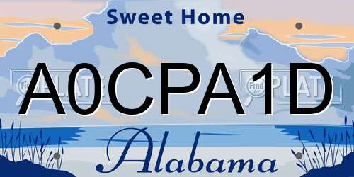 A0CPA1D Alabama License Plate