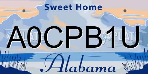 A0CPB1U Alabama License Plate