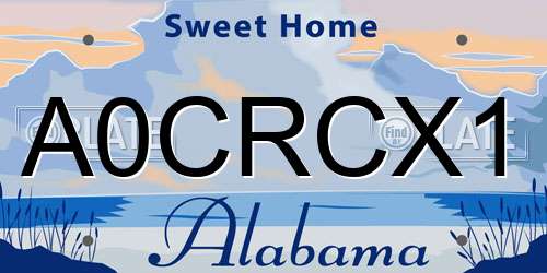 A0CRCX1 Alabama License Plate