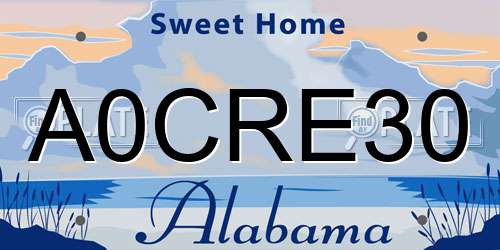 A0CRE30 Alabama License Plate