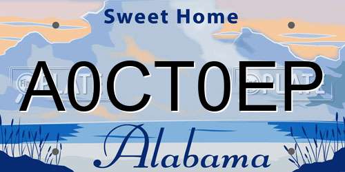A0CT0EP Alabama License Plate