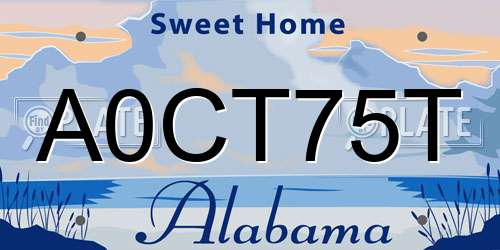 A0CT75T Alabama License Plate