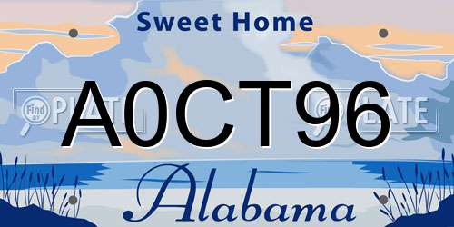 A0CT96 Alabama License Plate