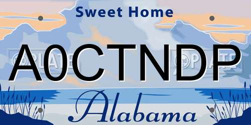 A0CTNDP Alabama License Plate