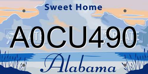 A0CU490 Alabama License Plate