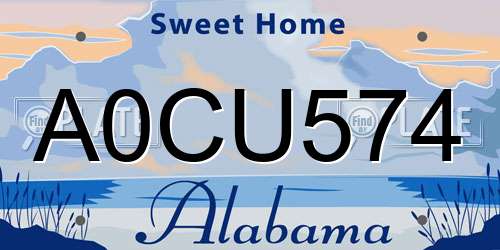 A0CU574 Alabama License Plate
