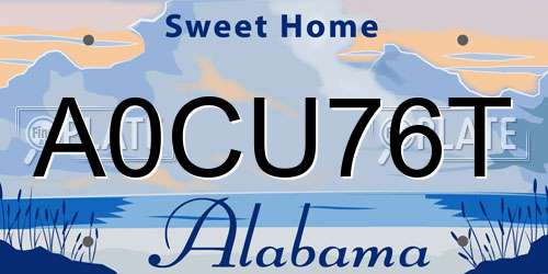 A0CU76T Alabama License Plate