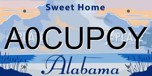 A0CUPCY Alabama License Plate