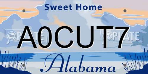 A0CUT7 Alabama License Plate