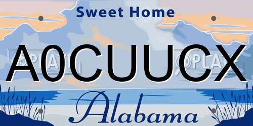 A0CUUCX Alabama License Plate