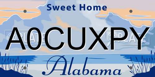A0CUXPY Alabama License Plate