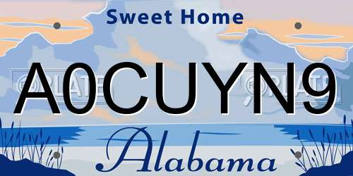 A0CUYN9 Alabama License Plate
