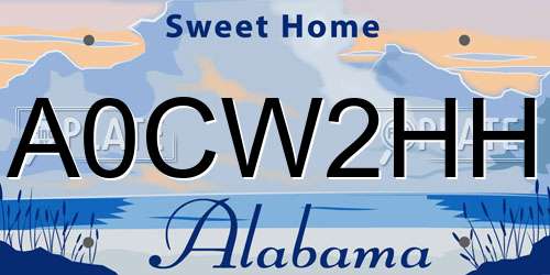 A0CW2HH Alabama License Plate