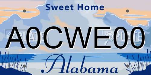 A0CWE00 Alabama License Plate