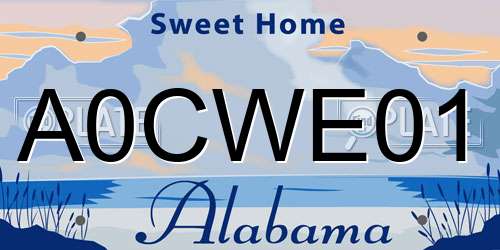 A0CWE01 Alabama License Plate