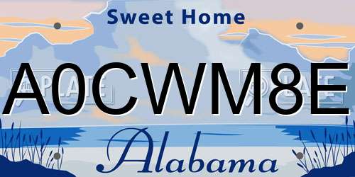 A0CWM8E Alabama License Plate