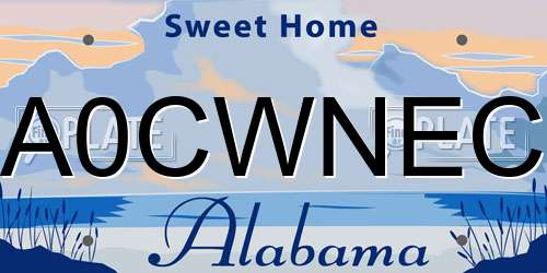 A0CWNEC Alabama License Plate