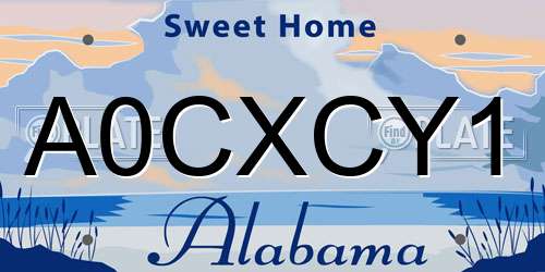 A0CXCY1 Alabama License Plate
