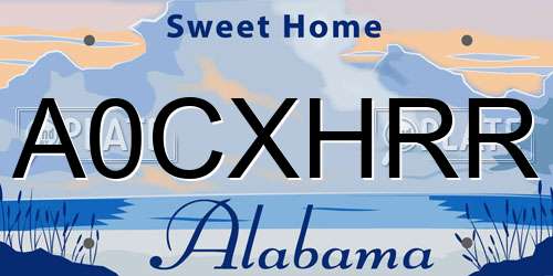 A0CXHRR Alabama License Plate