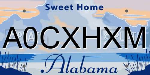 A0CXHXM Alabama License Plate
