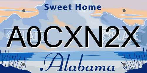 A0CXN2X Alabama License Plate