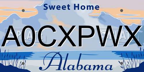 A0CXPWX Alabama License Plate