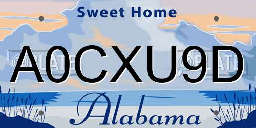 A0CXU9D Alabama License Plate