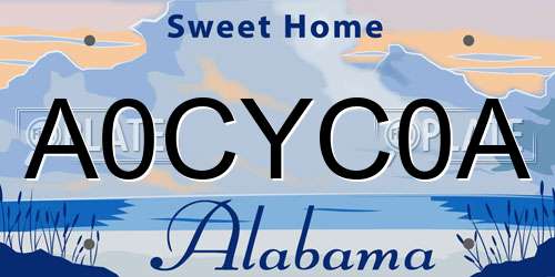A0CYC0A Alabama License Plate
